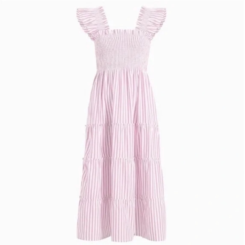 Hill House Ellie Nap Dress Tiered Smocked Striped Bubblegum Pink Size Small - Picture 4 of 10